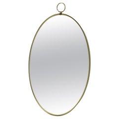Mid-Century Italian Gio Ponti Oval Brass Wall Mirror