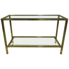 Rare French Modern Neoclassical Brass Sofa Table or Console by Jacques Quinet 12