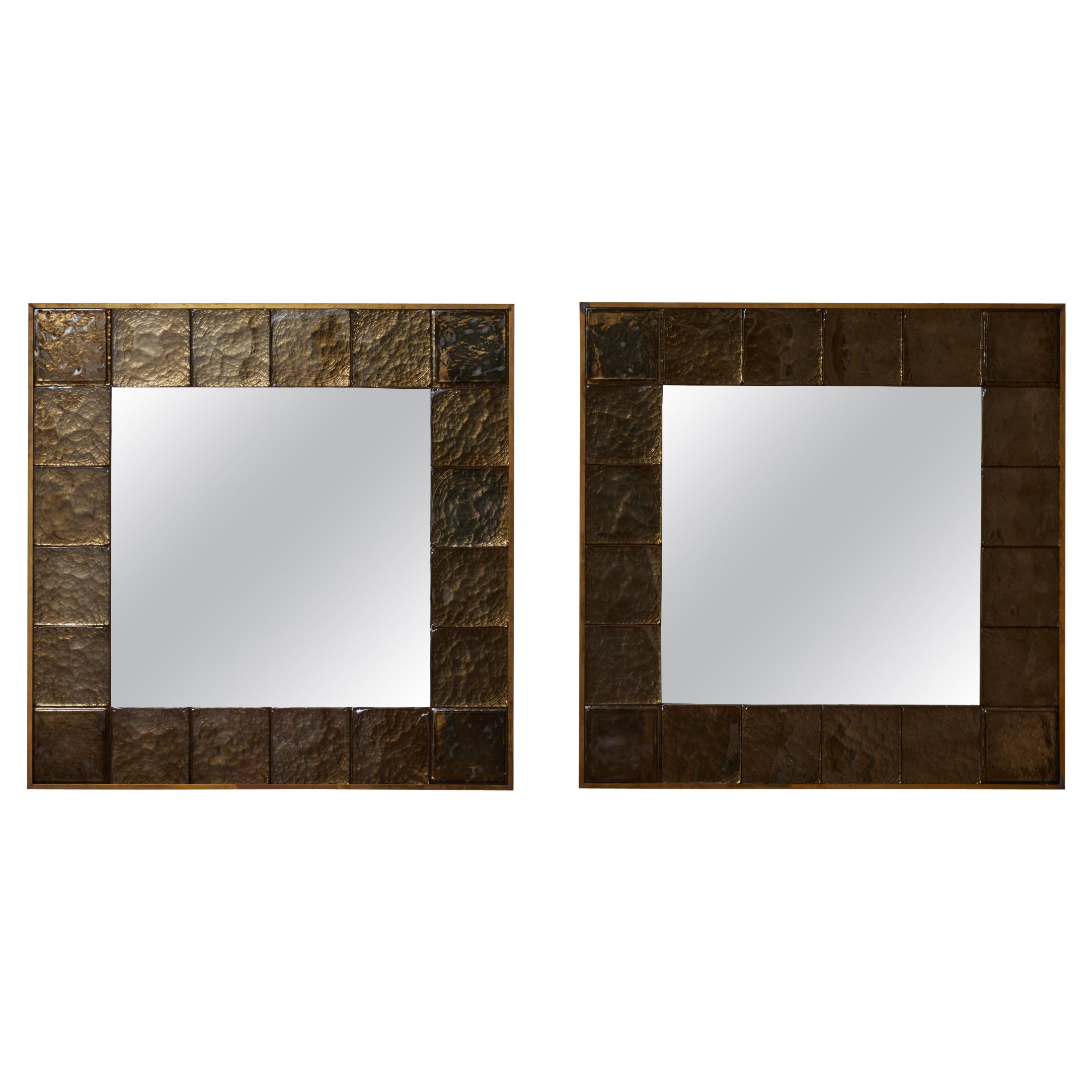Quadratische Spiegel aus Murano von Studio Glustin