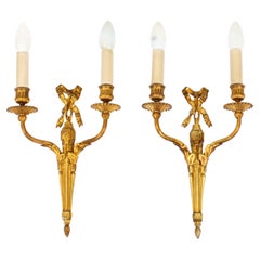 Antikes Paar Ormolu Wand Lights Appliques CIRCA 1920