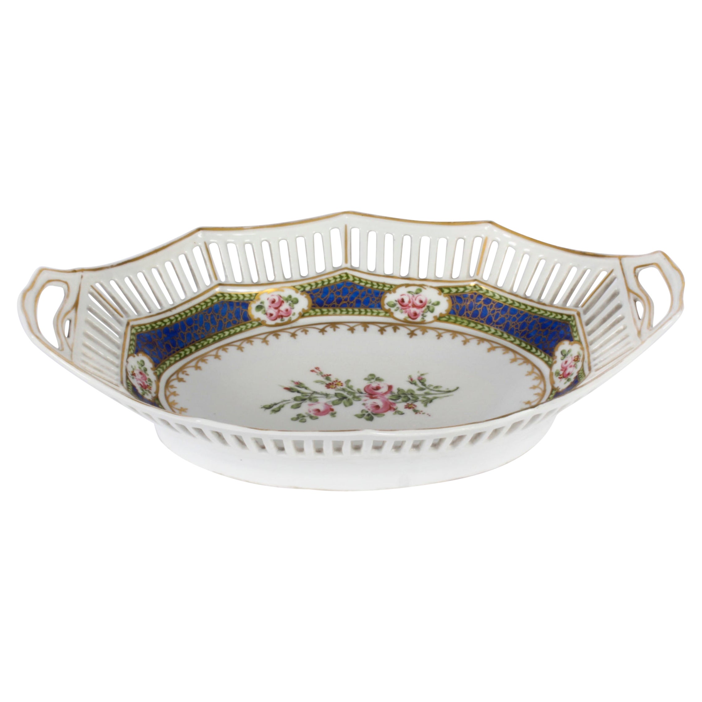 Antique French Sevres Oval Porcelain Dish Late 19th Century For Sale