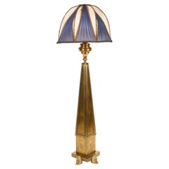 Antike französische Art-Déco-Stehlampe im Art déco-Stil mit Schirm, um 1920