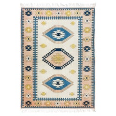 5.5x6.8 Ft Modern Handmade Wool Rug from Turkey with Triple Medallion Design