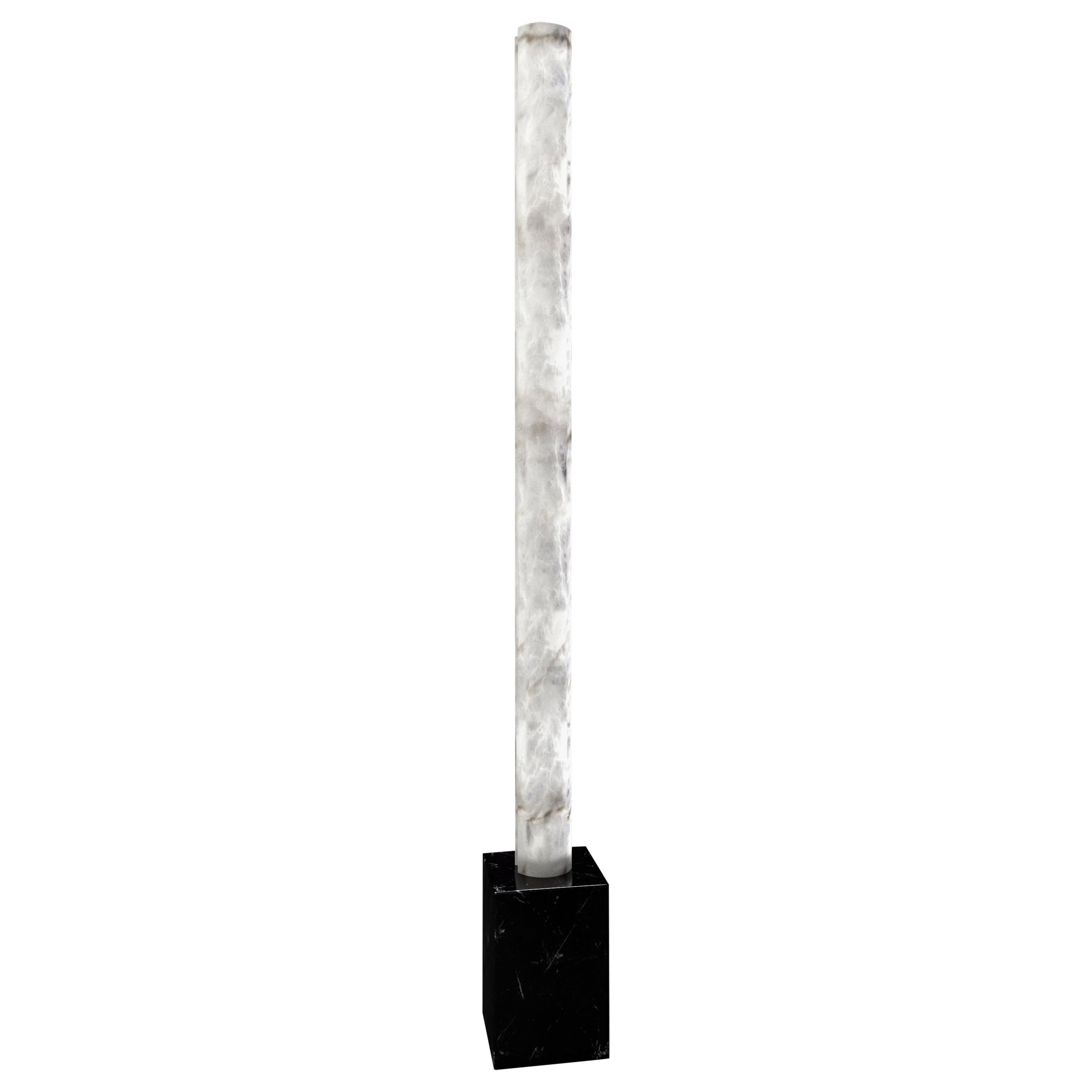 Zeus Black Marquinia Marble Floor Lamp by Alabastro Italiano