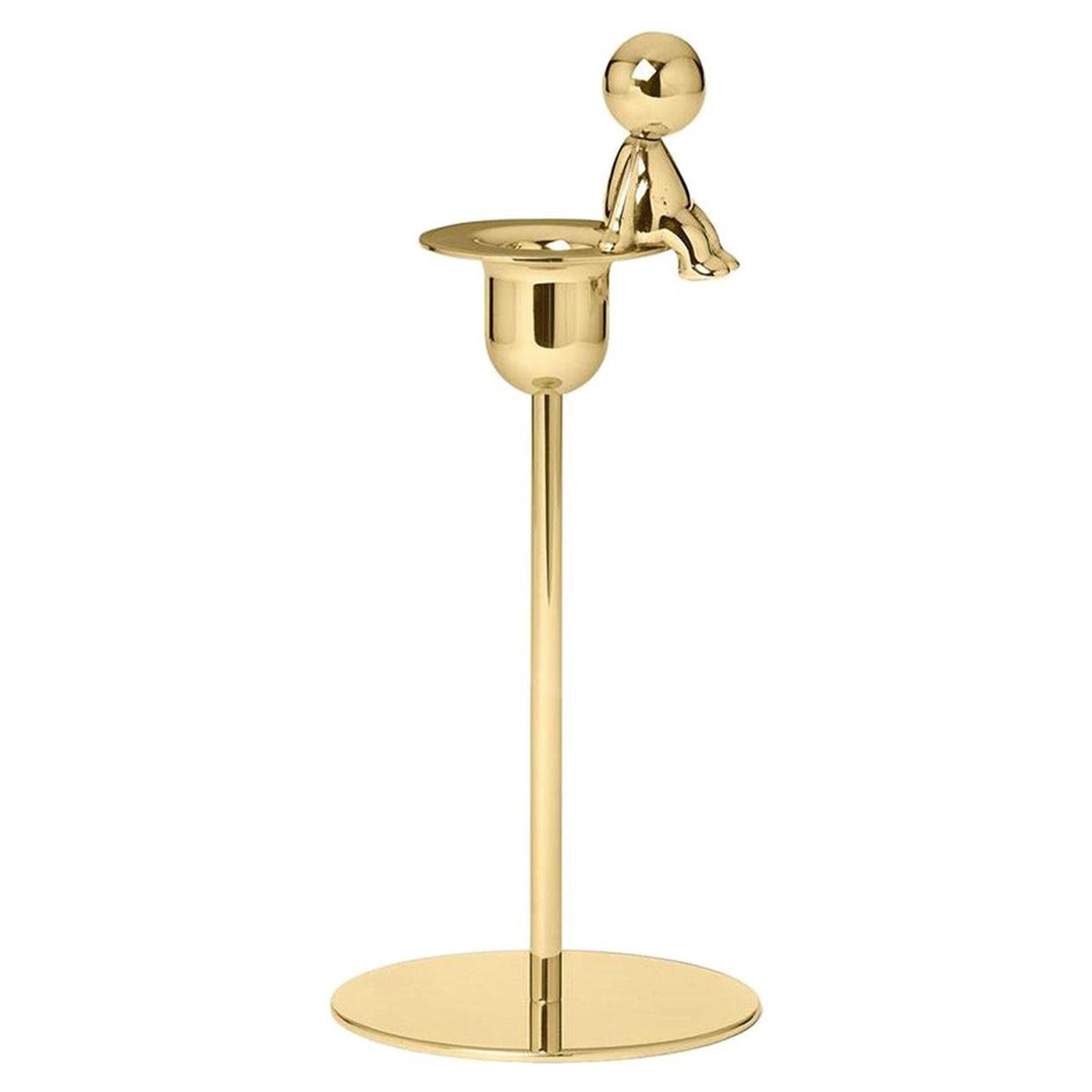  Omini Thinker Short Candlestick in Polished Brass By Stefano Giovannoni For Sale