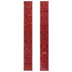 Chemin de table Kilim Sivas vintage tissé à la main en rouge, motif géométrique noir