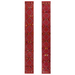 Traves de Mesa Kilim Vintage Sivas Tejido a Mano en Rojo, Patrón Geométrico Negro