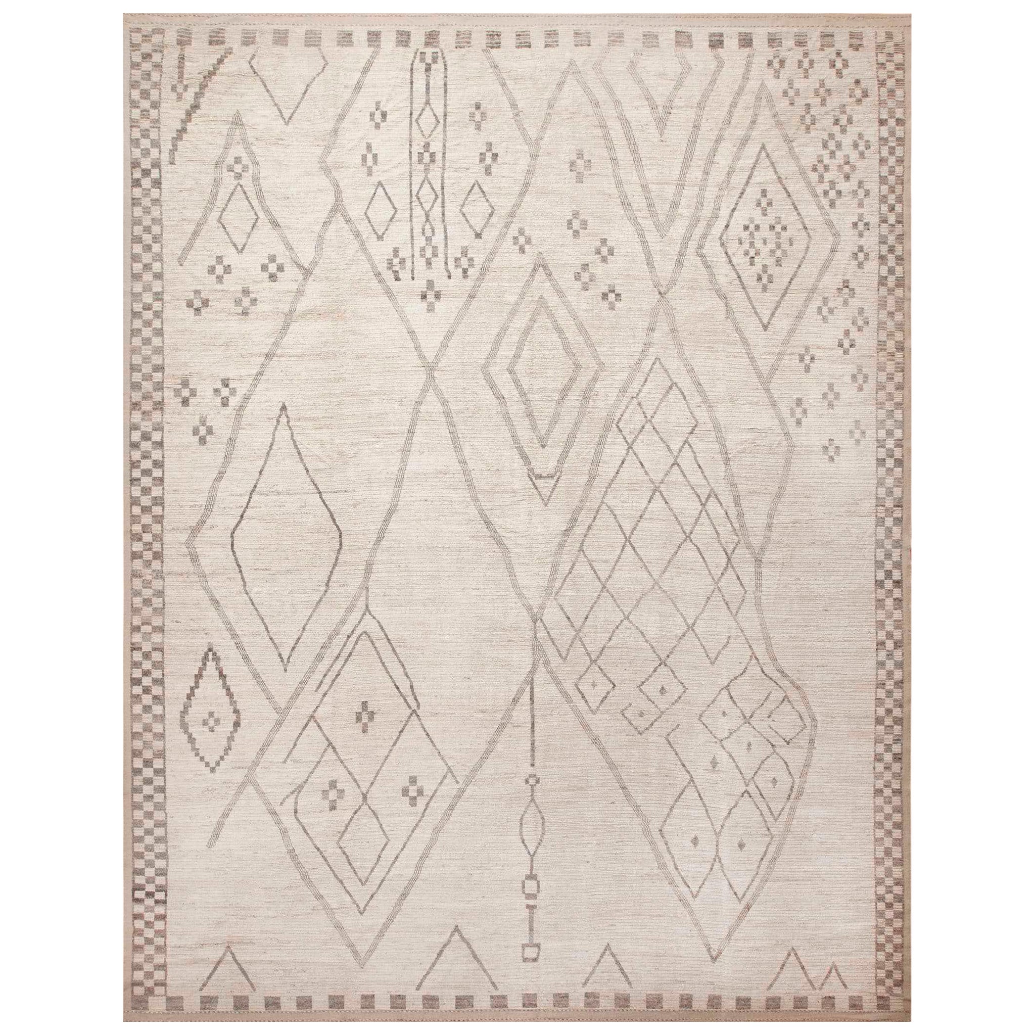 Nazmiyal Collection Tribal Berber Beni Ourain Design Modern Rug 13'2" x 17'1" For Sale