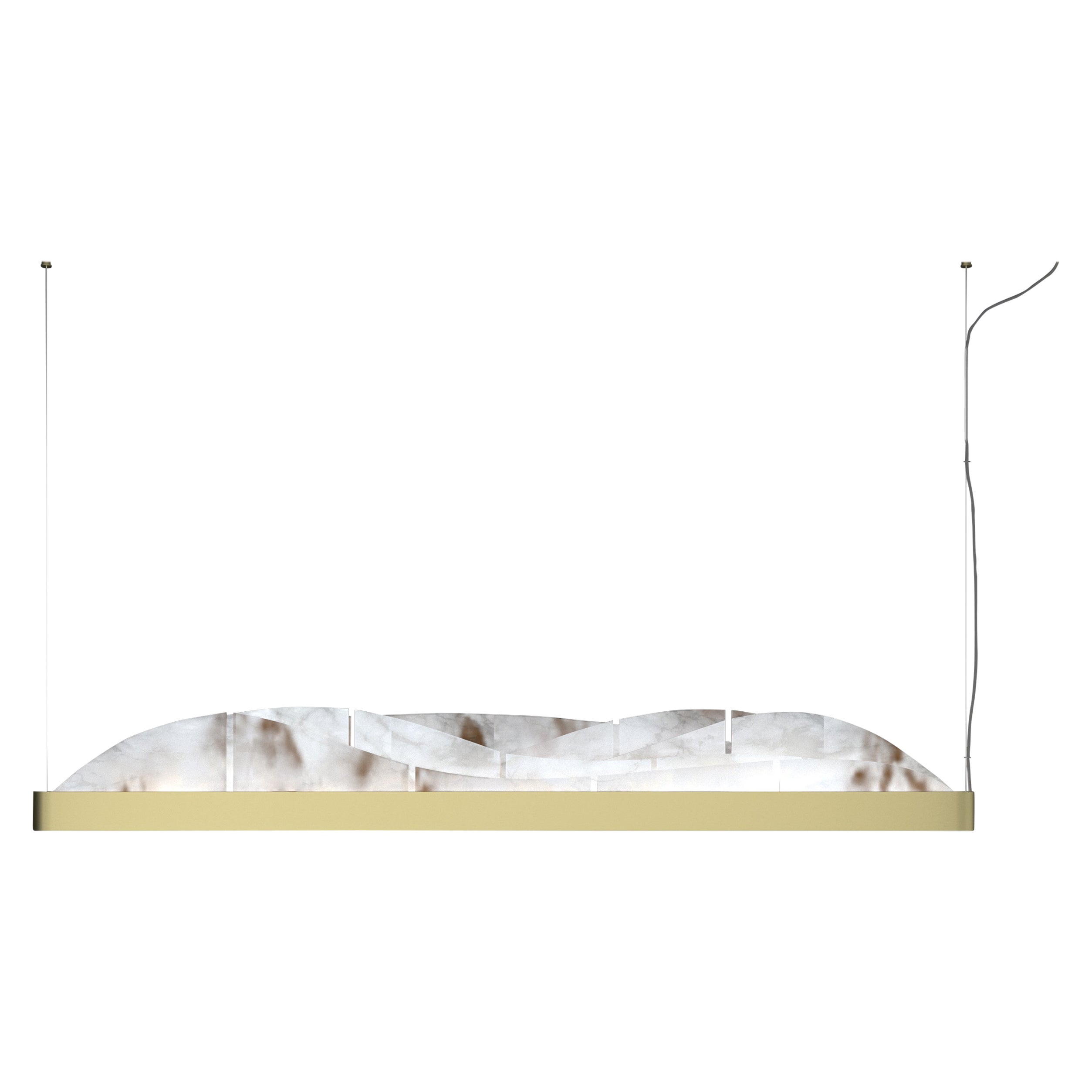 Giapeto Brushed Brass Metal Pendant Lamp by Alabastro Italiano For Sale