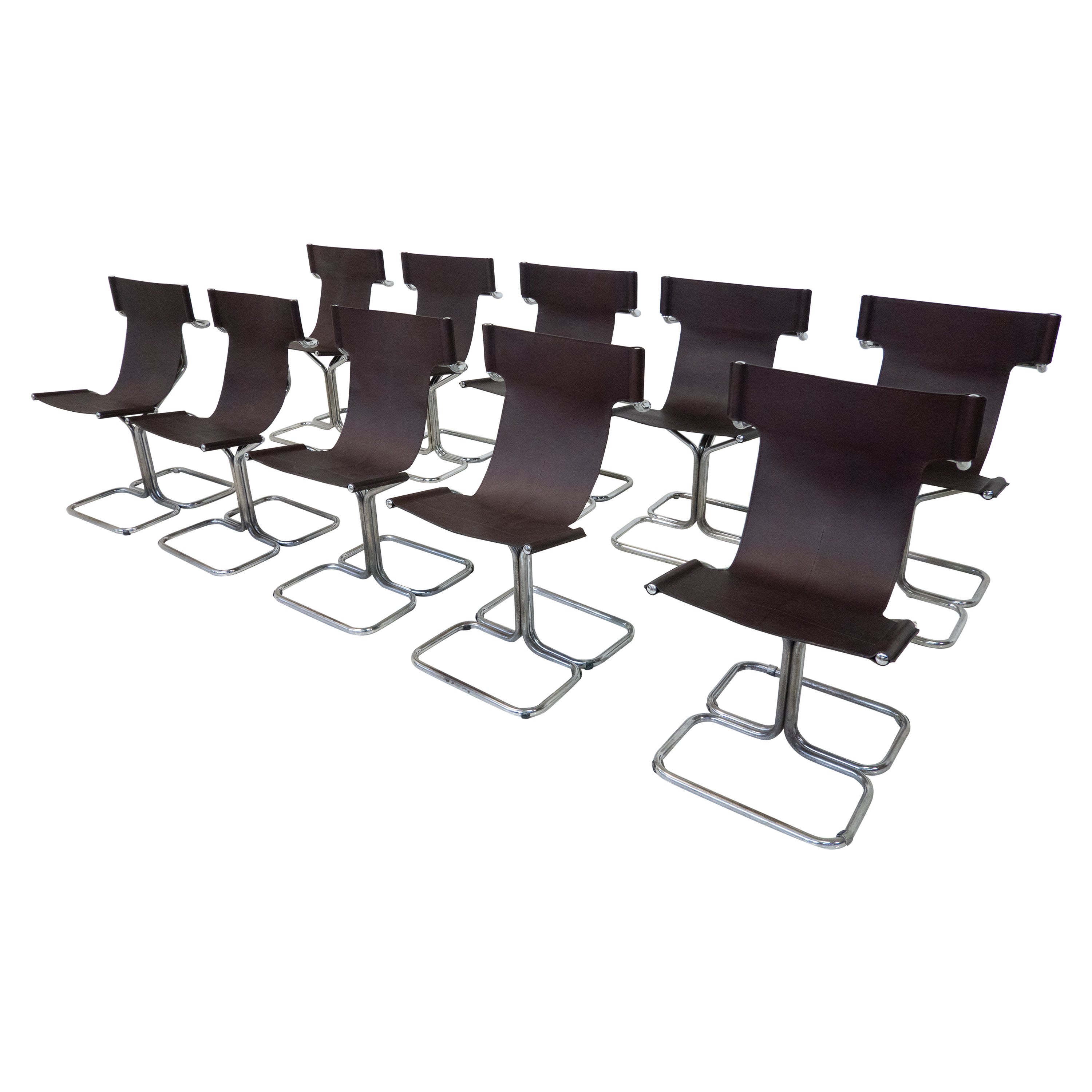 Moderner Satz von 10 „Topos“-Stühlen aus der Mitte des Jahrhunderts von Gruppo DAM für Busnelli, 1970er Jahre im Angebot
