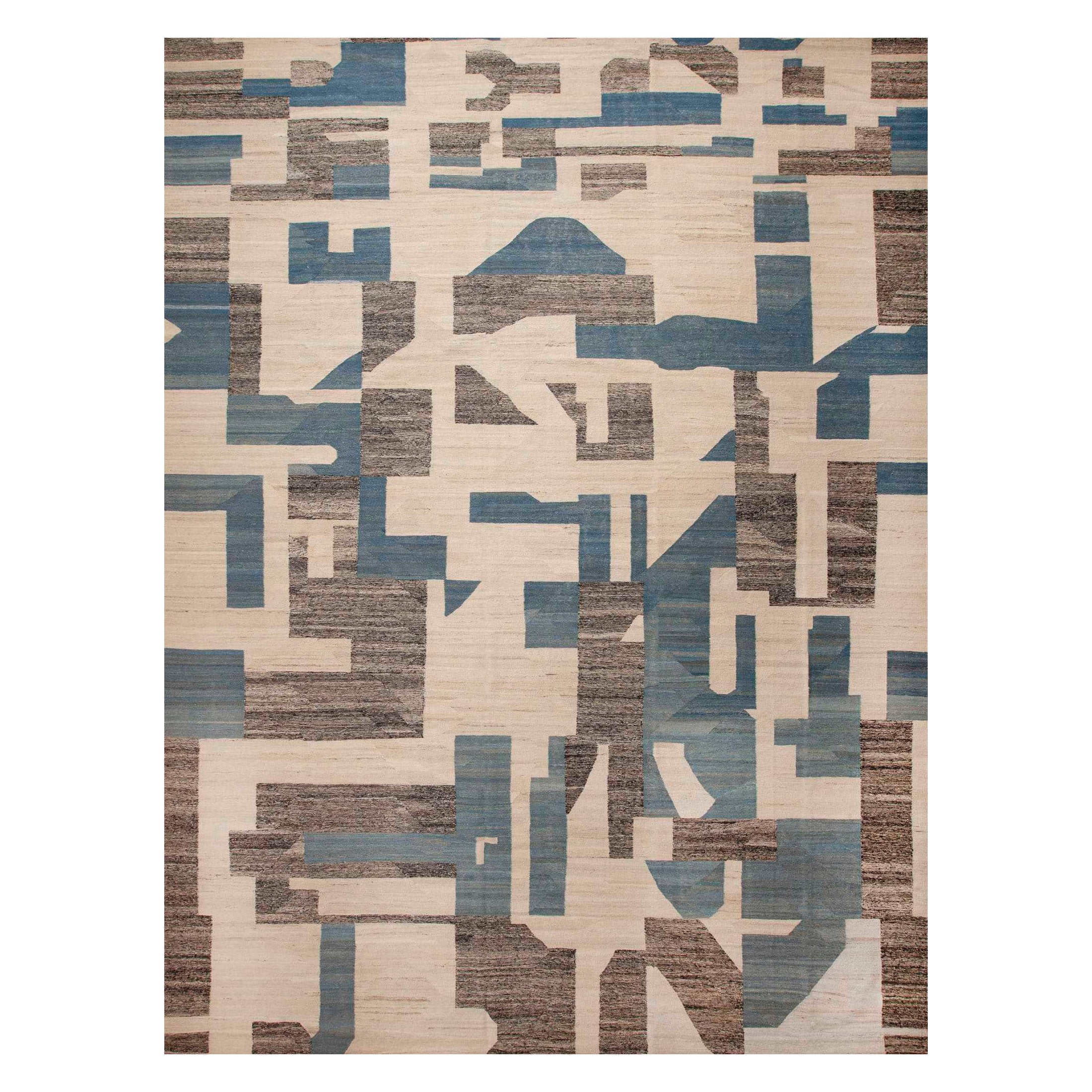 Nazmiyal Collection Abstract Geometric Flat Weave Modern Kilim Rug 14'4" x 19'5" For Sale