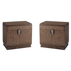 Pair of Modern Dark Oak Nightstands