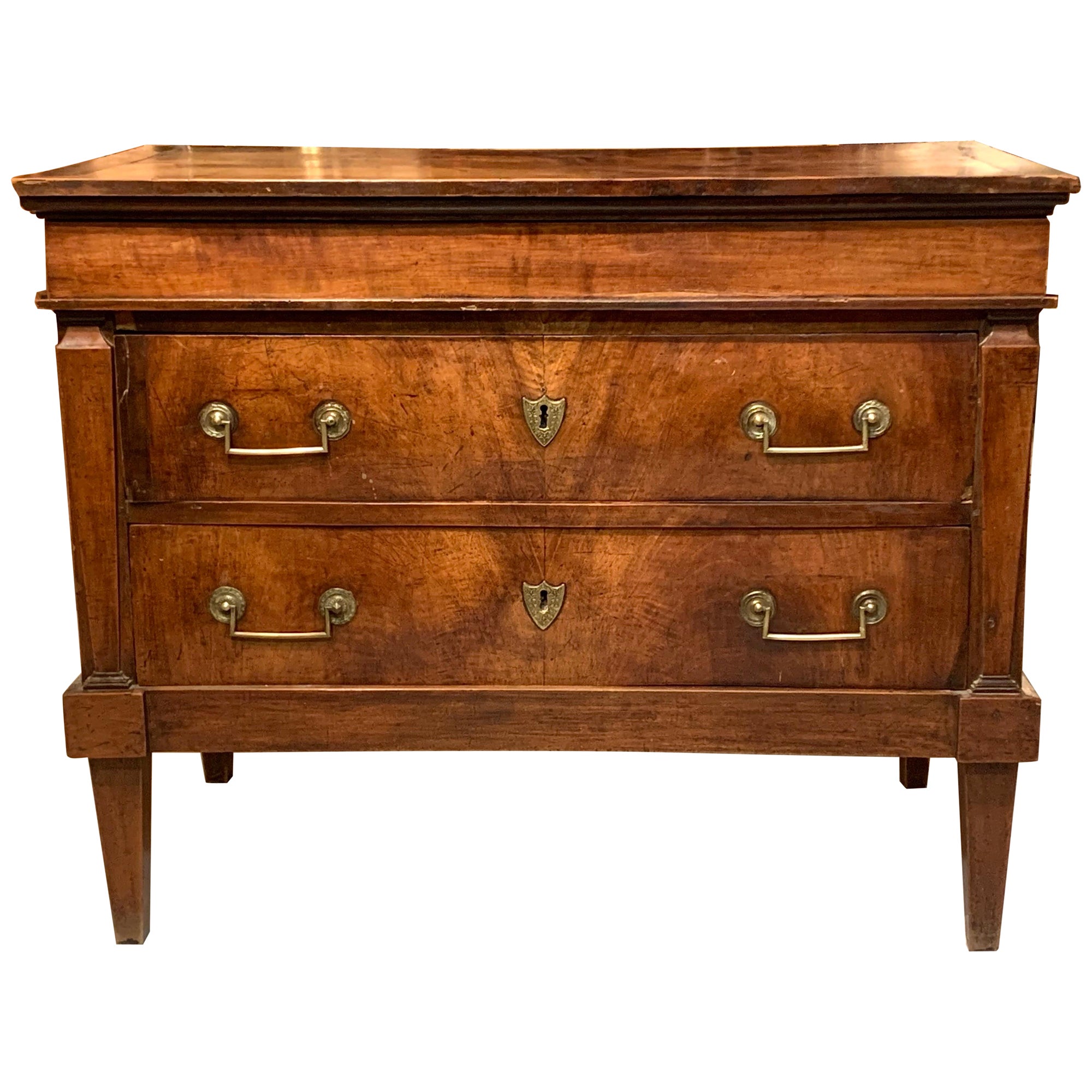 19th Century French Empire Walnut Commode  For Sale