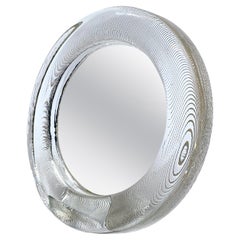 Used desk mirror in ribbed glass frame, decorative table accessory