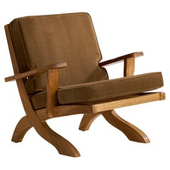 A. Brandt Ranch Oak, chaise longue, velours, chêne, États-Unis, années 1950