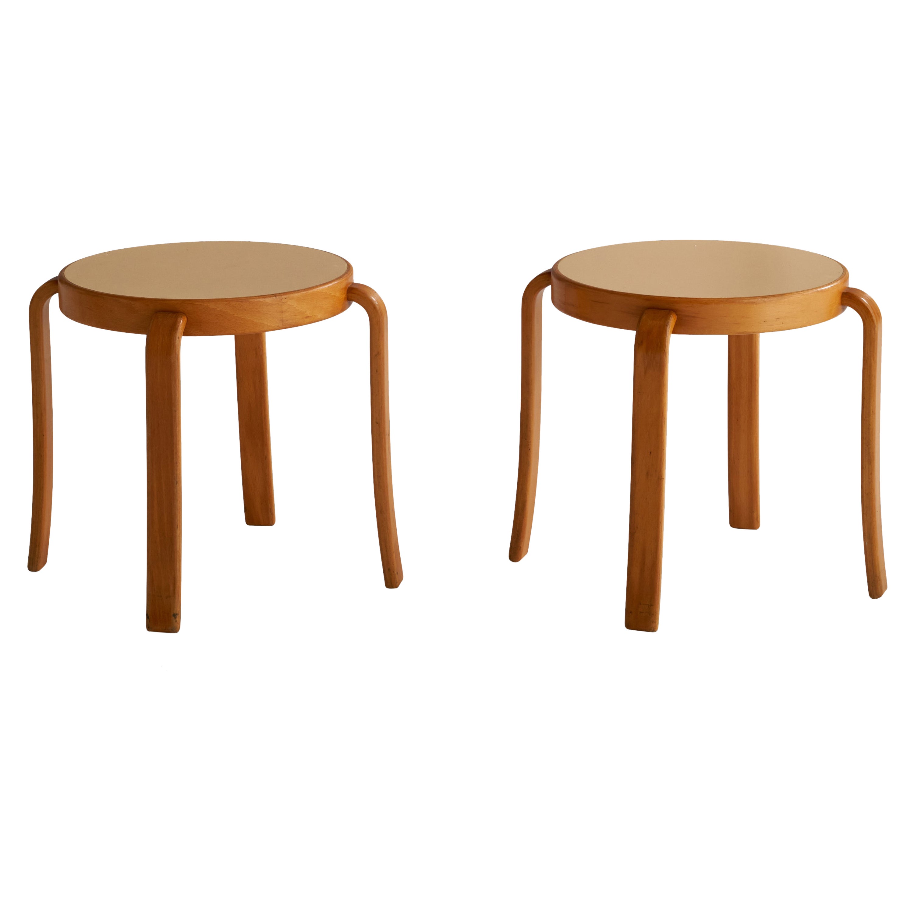 Rud Thygesen, Stools, Oak, Laminate, Denmark, 1960s