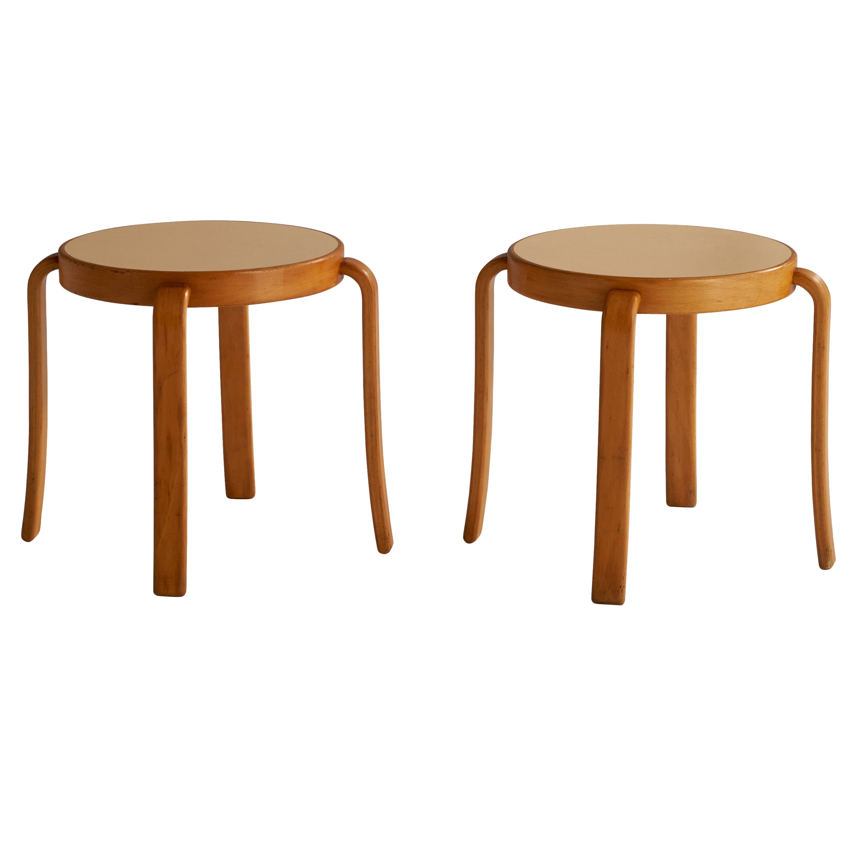 Rud Thygesen, Stools, Oak, Laminate, Denmark, 1960s