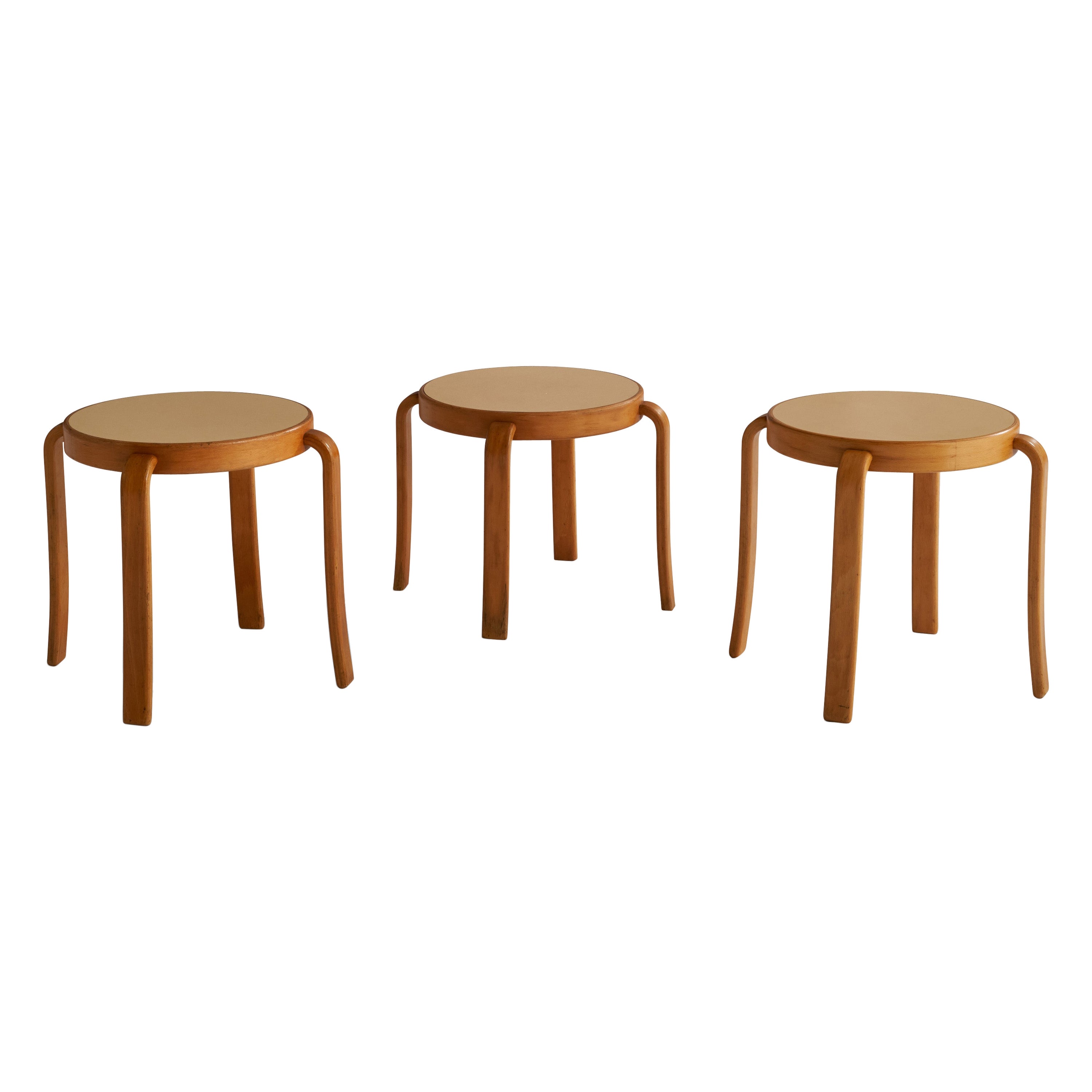 Rud Thygesen, Tabourets, Oak Oak, Laminate, Danemark, 1960s