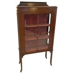  Vintage Edwardian Quality Mahogany Inlaid Display Cabinet 