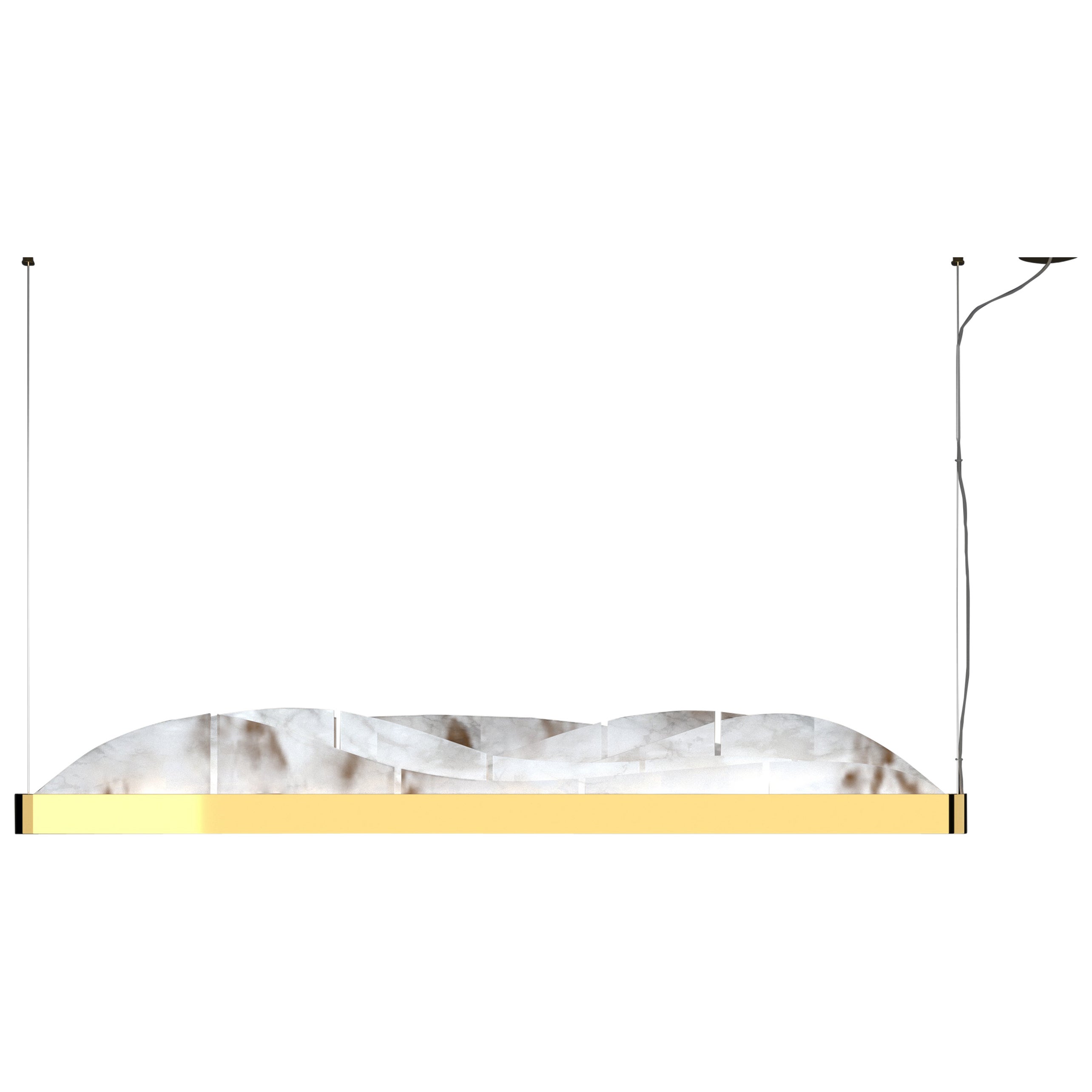 Giapeto Shiny Gold Metal Pendant Lamp by Alabastro Italiano For Sale