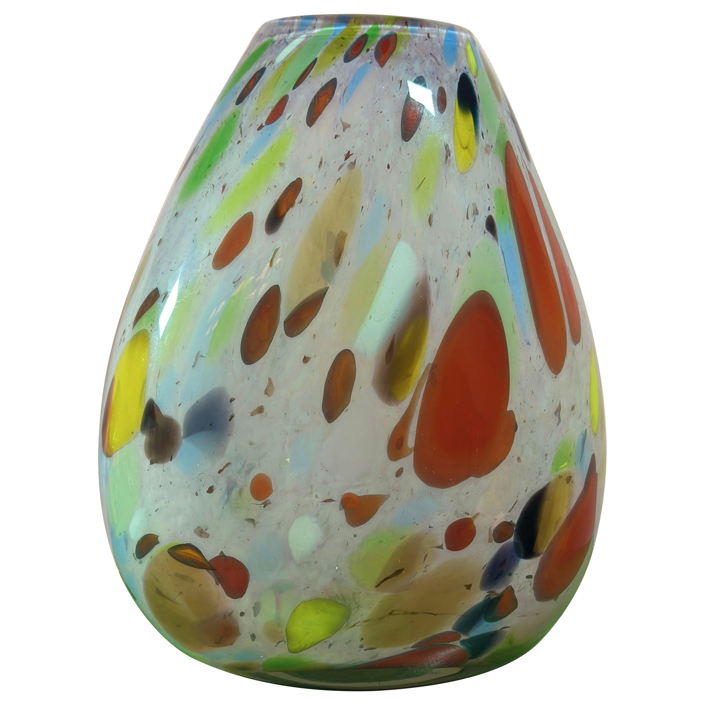Vintage Pink Murano Glass Teardrop Vase - Confetti Style For Sale