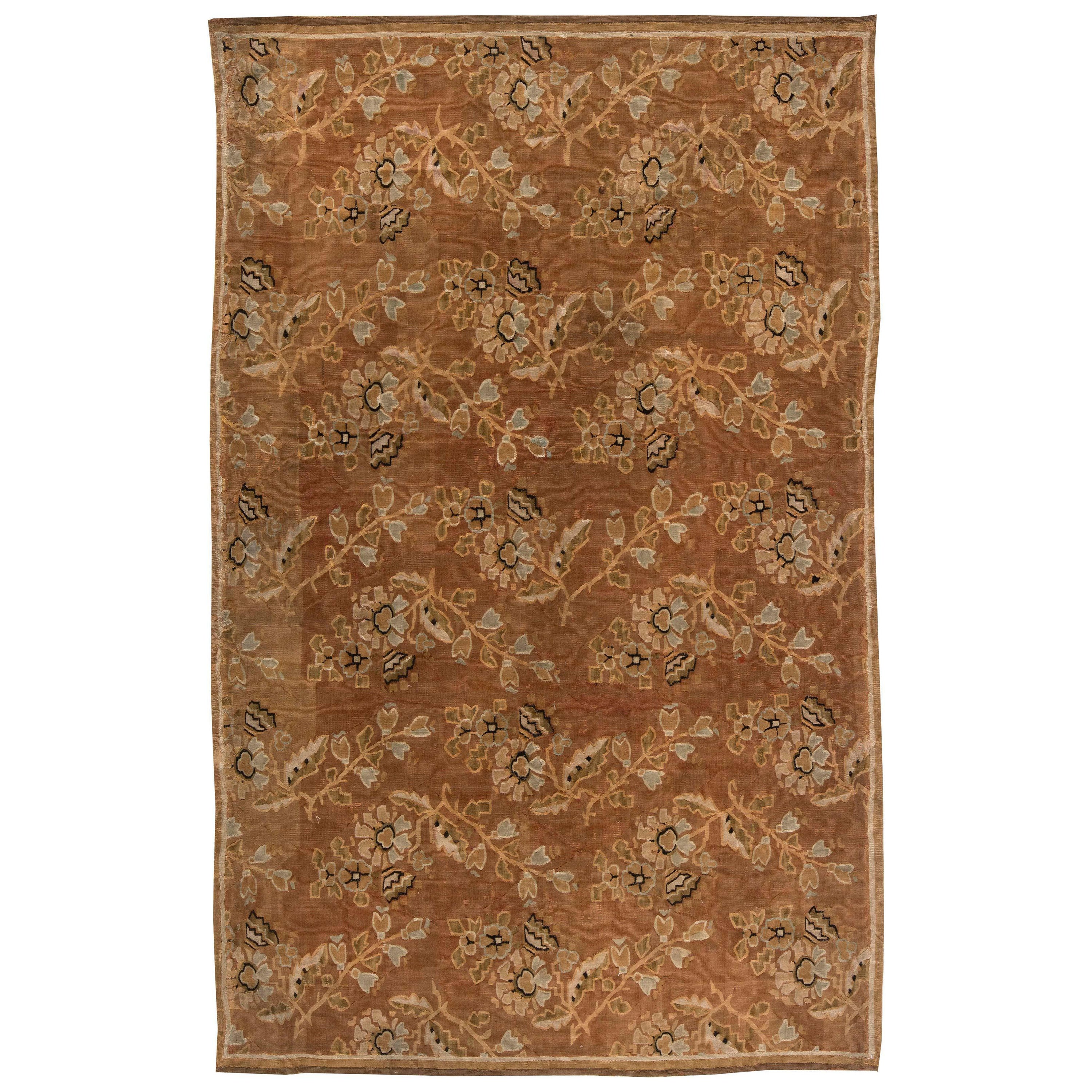 Antike Französisch Aubusson Botanic Handmade Wolle Teppich