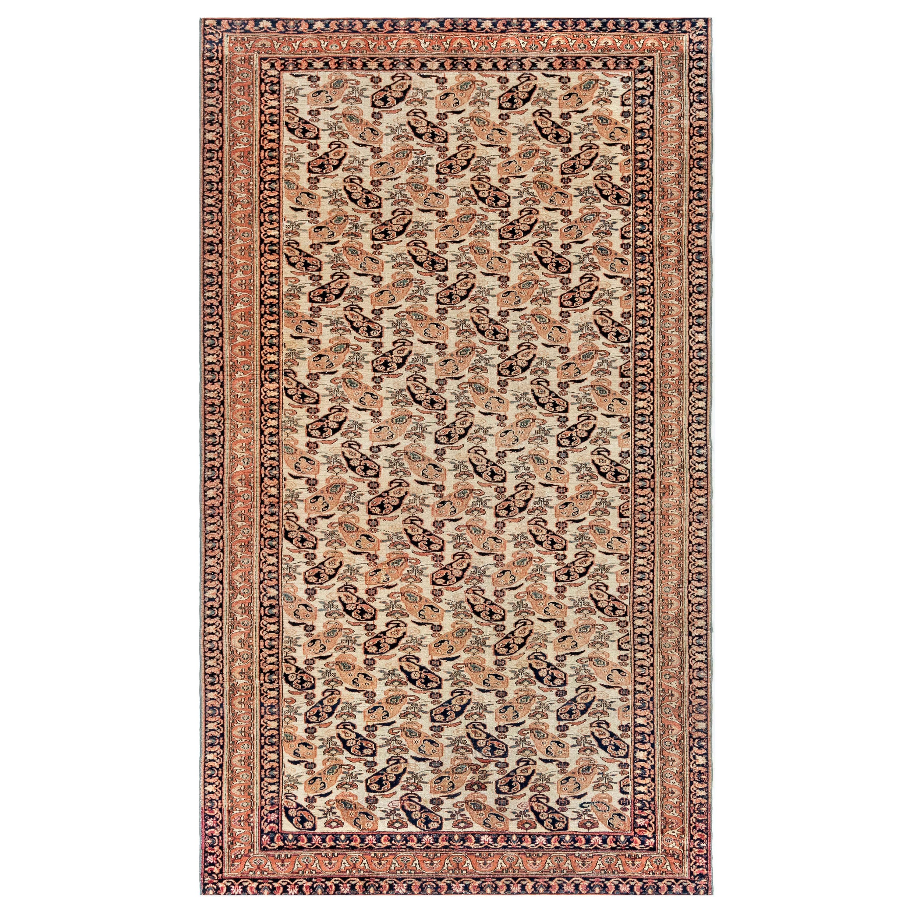 Early 20th Century Persian Tabriz Handmade Wool Rug For Sale