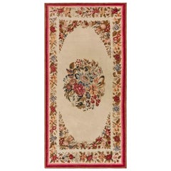 Antique Early 20th Century English Floral Needlework Rug