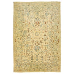 Oversized Sultanabad Modern Wool Rug In Beige with Allover Design