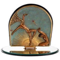 Bronze-Schminkspiegel „Femme Fatale“ von Erte, 1985