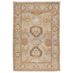Handmade Brown Modern Sultanabad Wool Rug with Allover Design