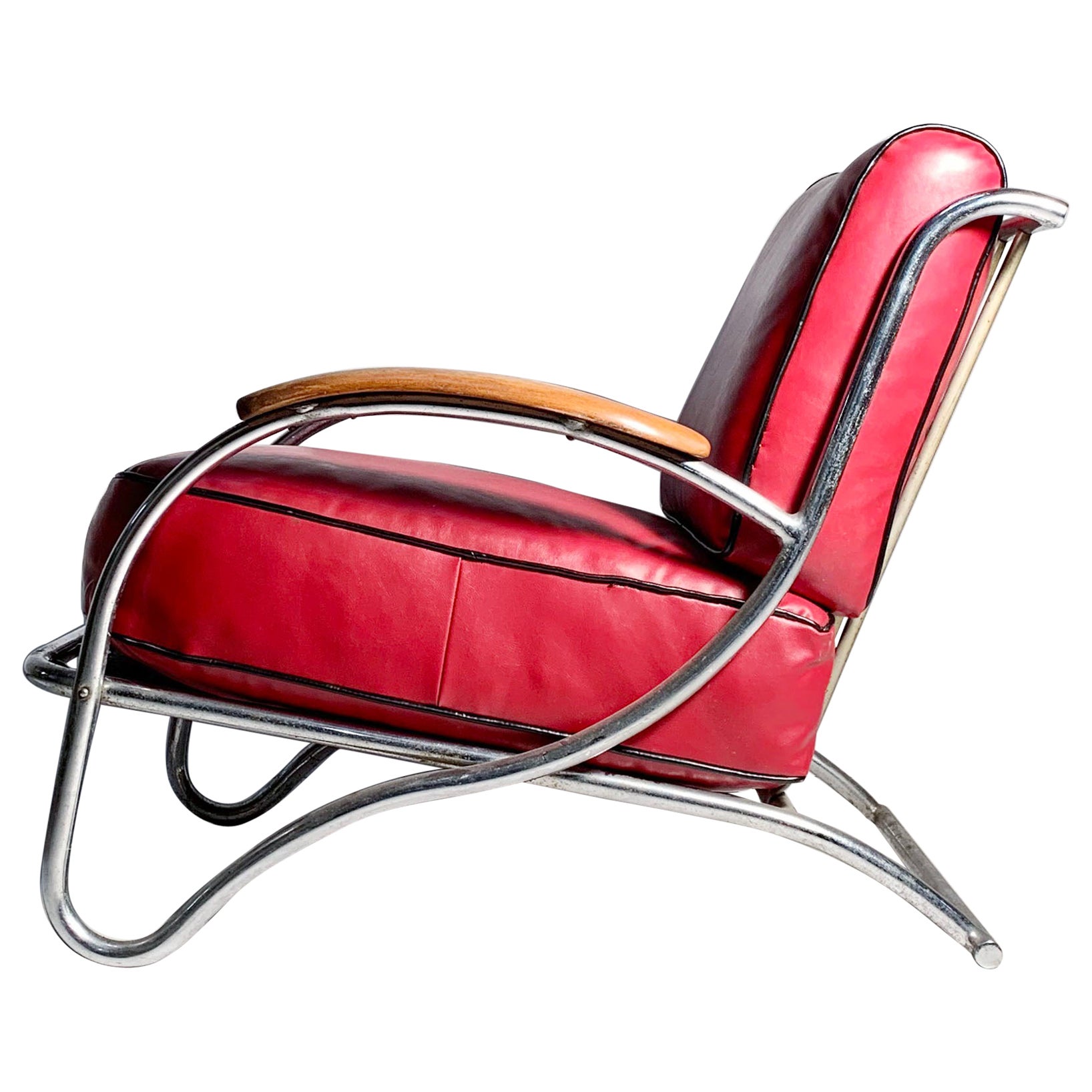 Rare Important Art Deco Lounge Chair by Kem Weber for Lloyd For Sale