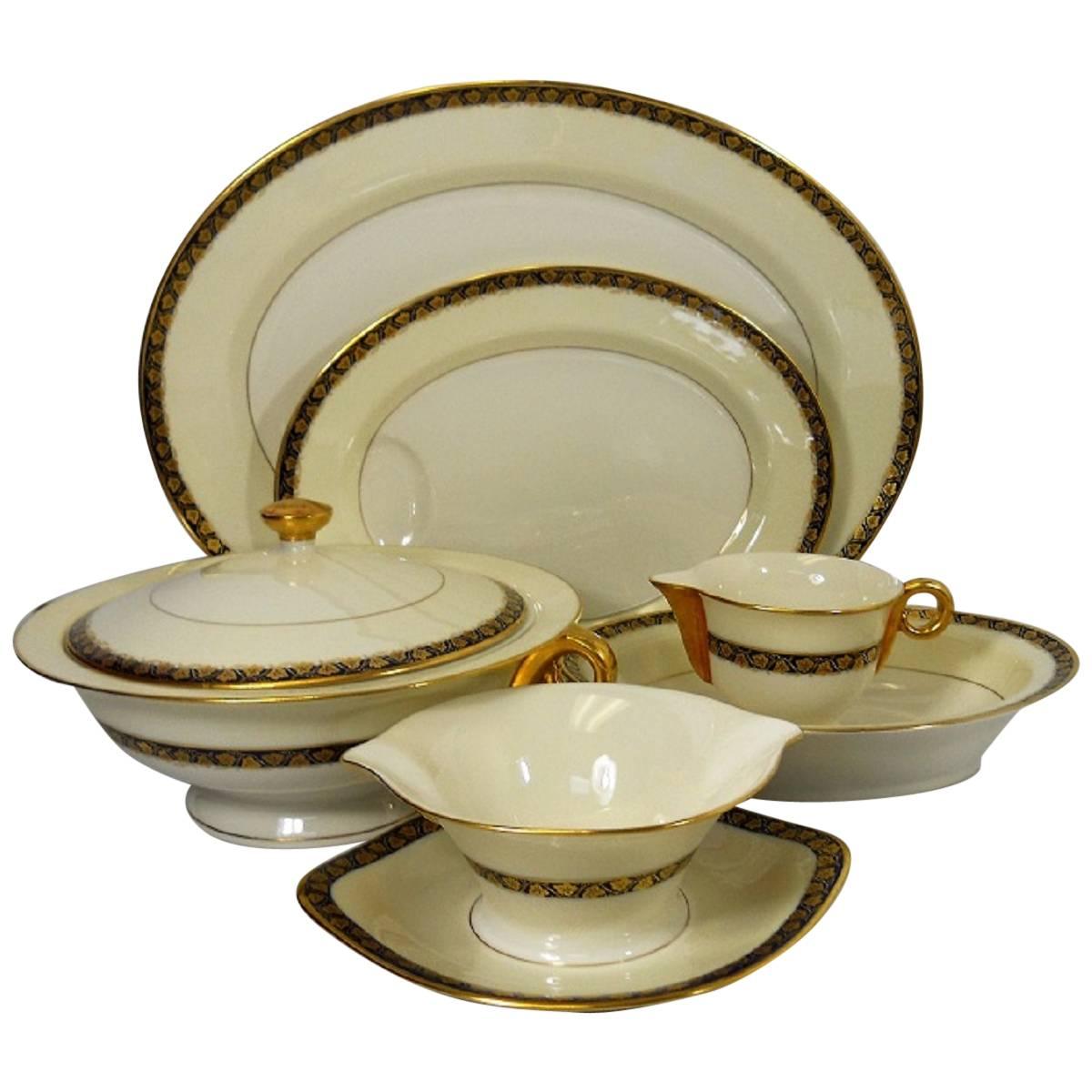 Haviland China, Oakmont Cobalt Blue Seven-Piece Hostess Set Bowl Platter