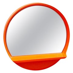 Space Age Plastic Round Mirror with Shelf,  SALC Cantu, Italy 70s