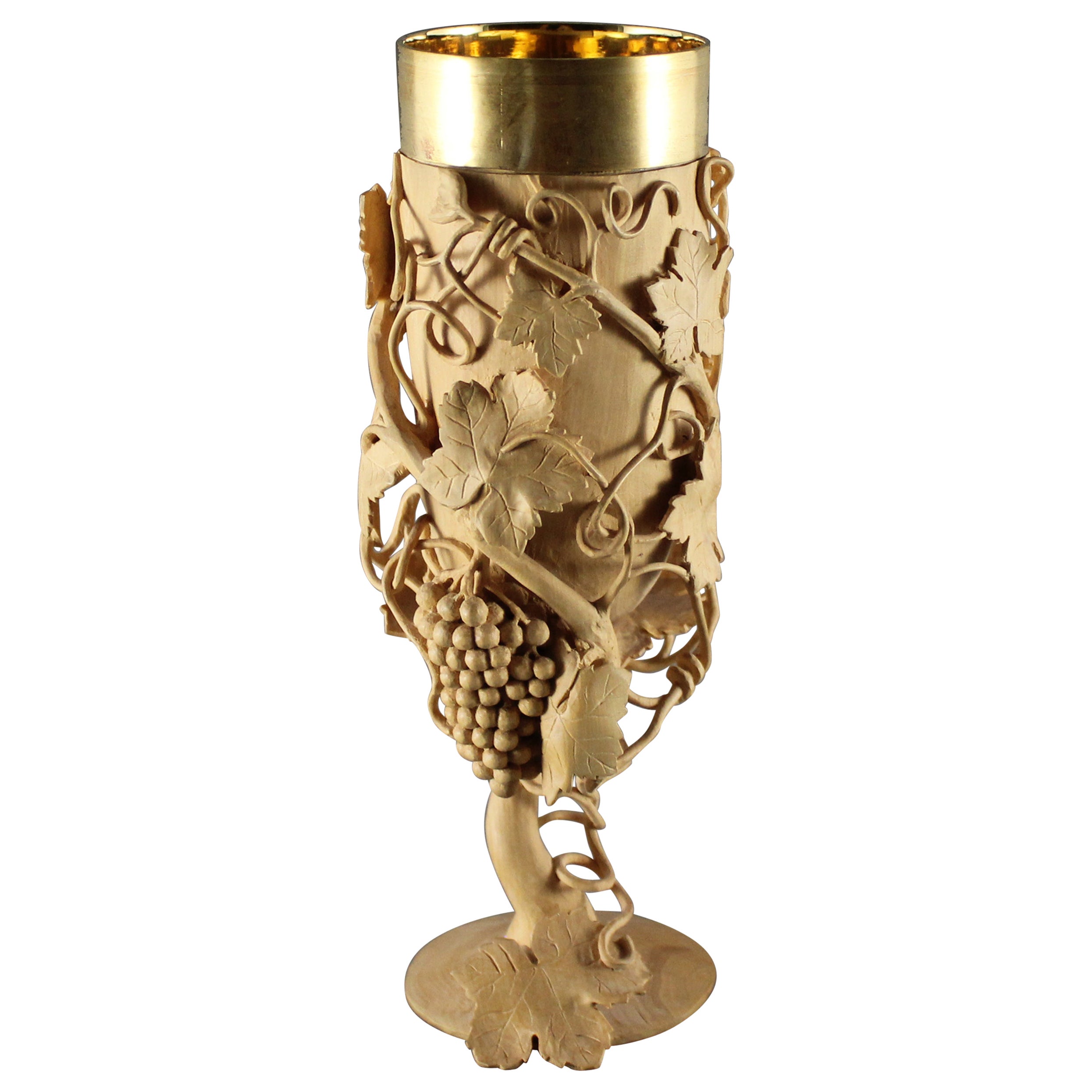 Wine Goblet by Nairi Safaryan - Boxwood, Gold Plated Silver  For Sale