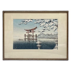Tsuchiya Koitsu Signed Japanese Early Showa Woodblock Print Snow at Miyajima