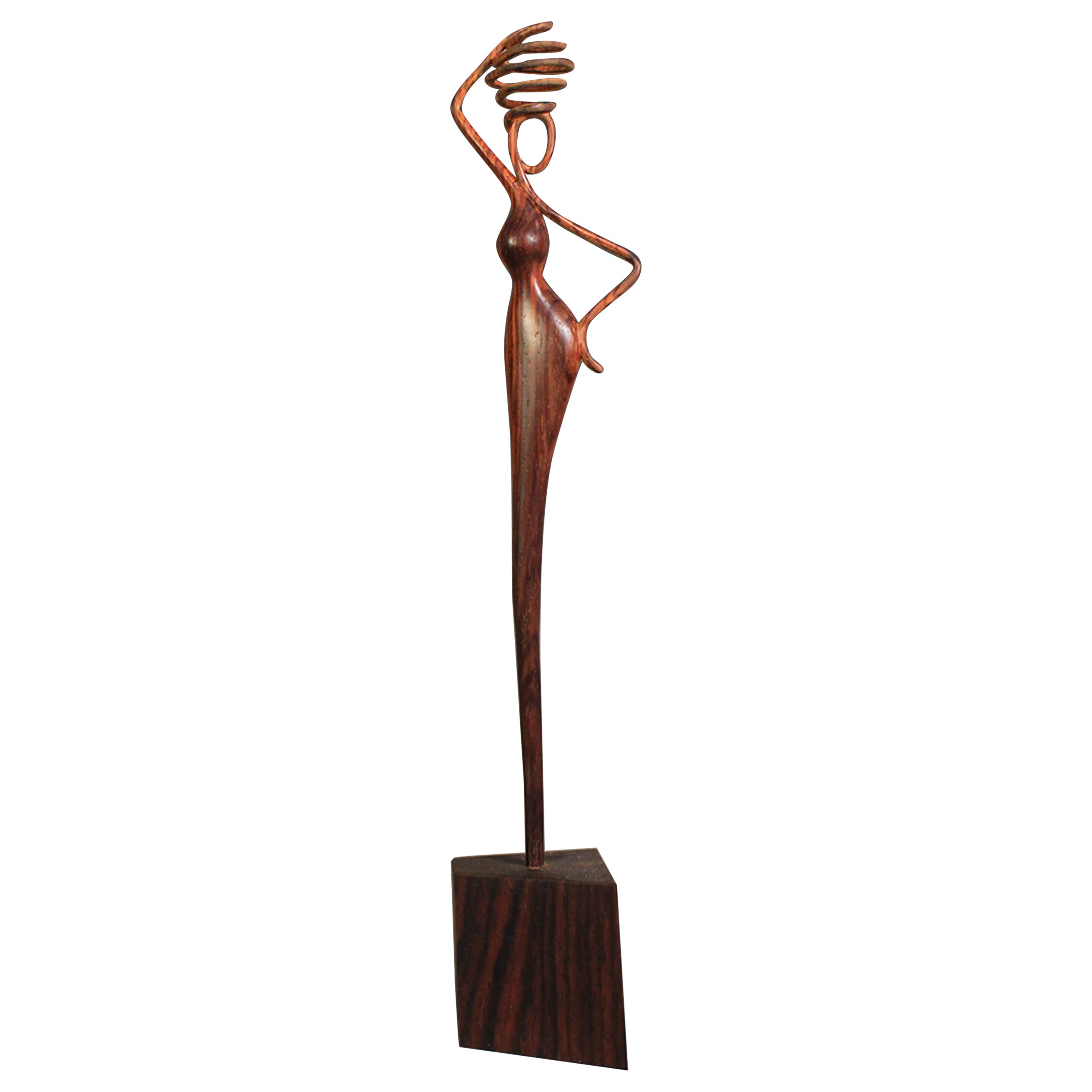 Girl with a Jar, Cocobolo Wood sculpture by Nairi Safaryan For Sale