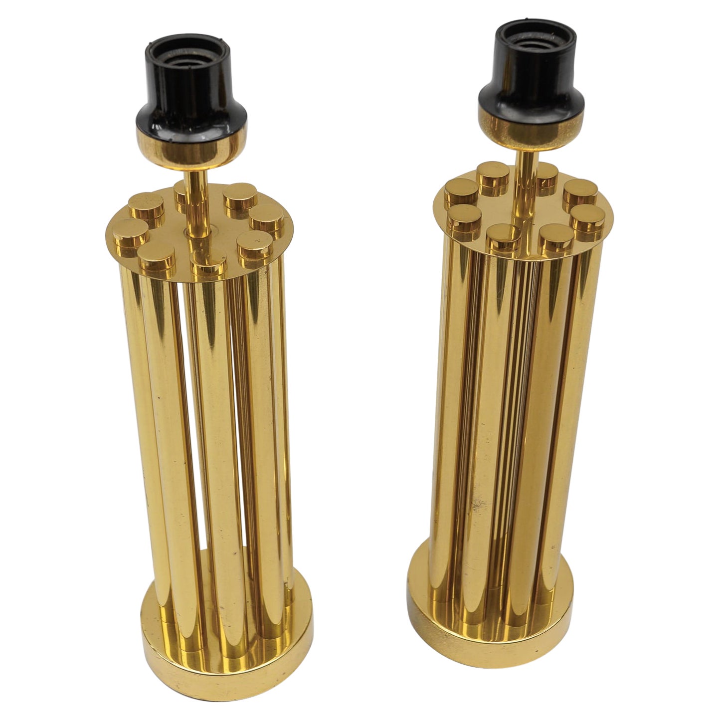 Pair of Mid Century Modern Brass Table Lamp Bases, 1960s For Sale