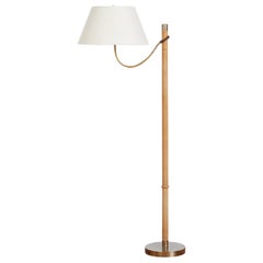 Retro Italian Rope & Leather Floor lamp - 1950s