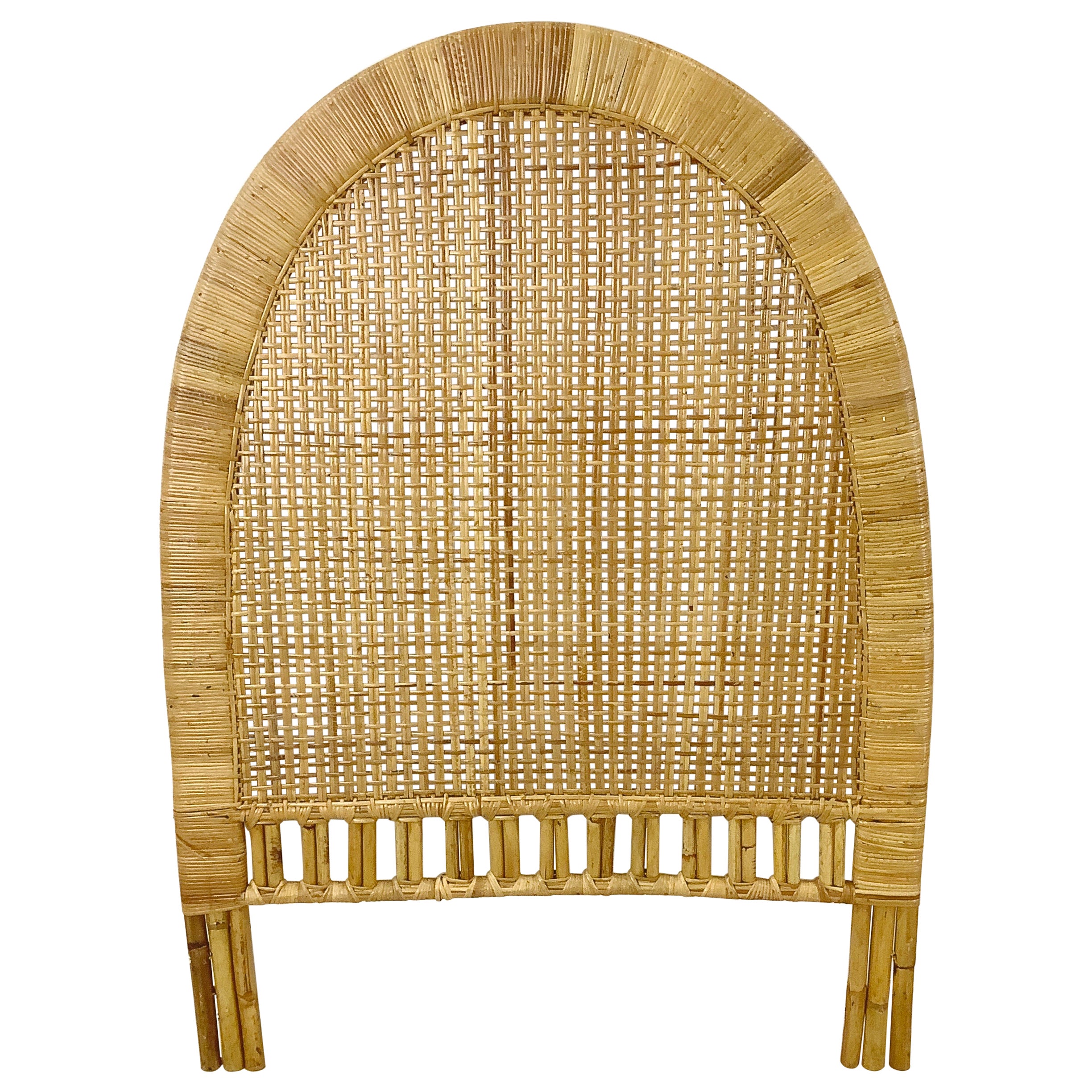 Modernes Vintage-Kopfteil aus Rattan mit Bogenbogen- Twin