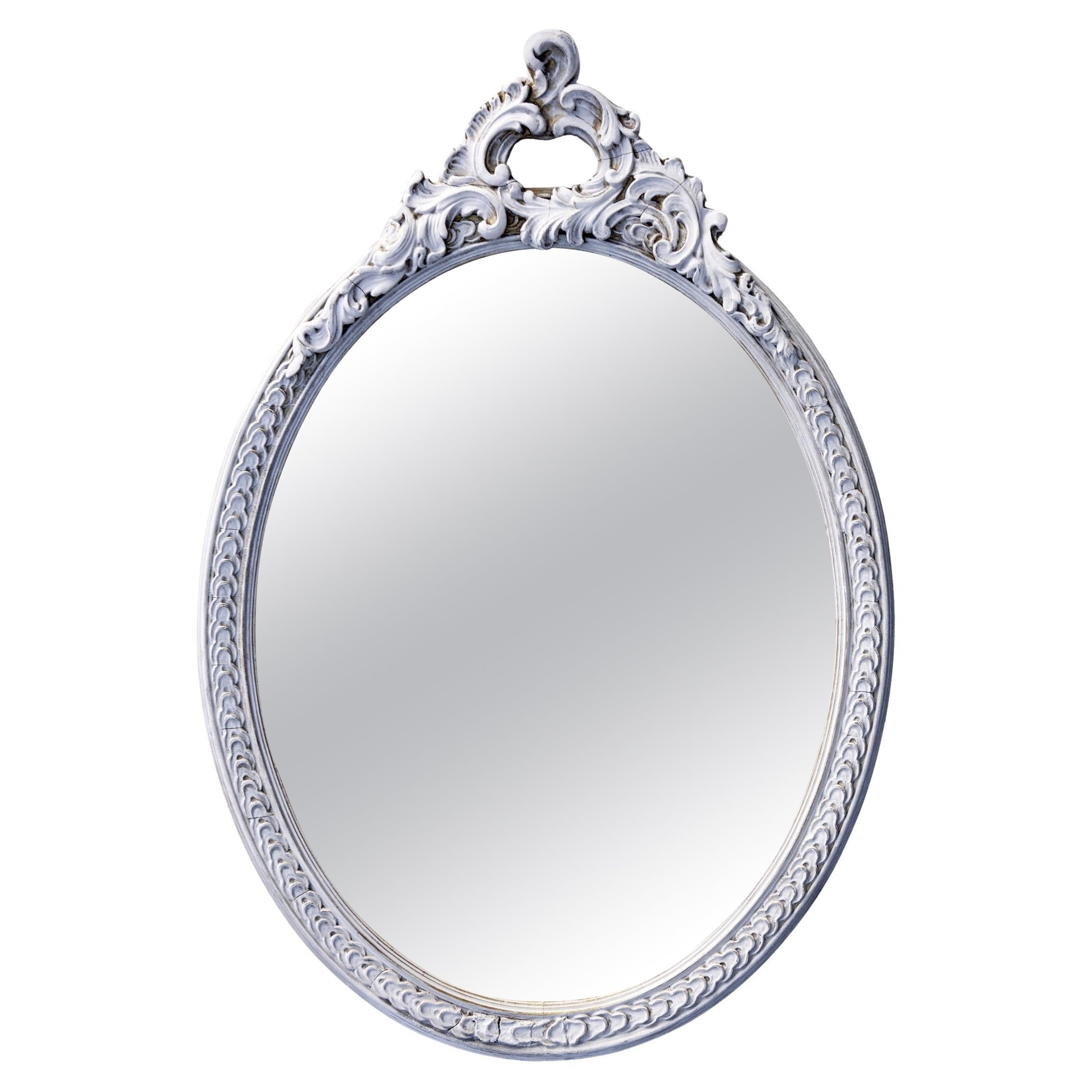 Handbemalter Mauvy Pink Oval gerahmter Spiegel/ Dekorative Krone 