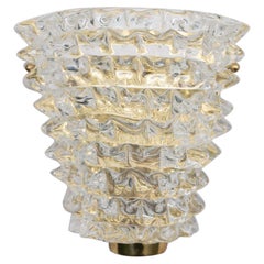 Italian Murano Wall Sconce 'Rostrato' in Clear Glass with Back Plate
