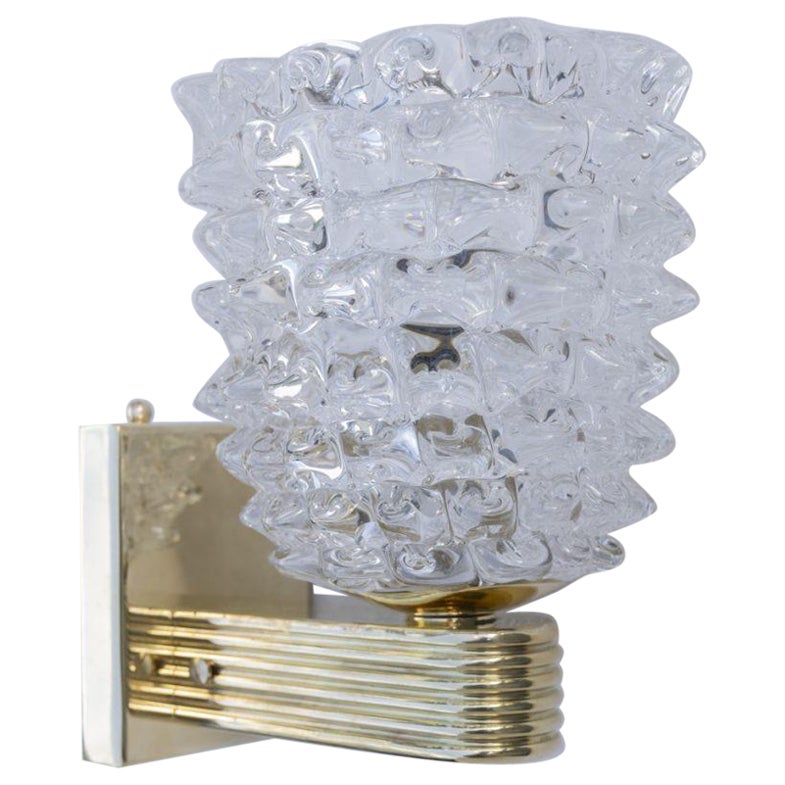 Italian Murano Wall Sconce 'Rostrato' in Clear Glass Large For Sale