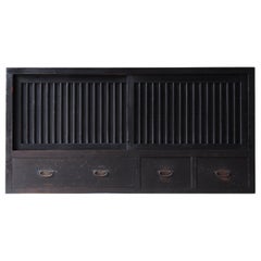 Japanese Antique Large Black Tansu 1860s-1900s / Cabinet Sideboard Wabi Sabi