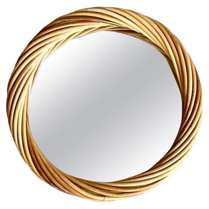 Vintage Wrapped Rattan Mirror For Sale at 1stDibs