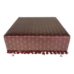 Modern Moroccan Embossed Leather Ottoman, USA