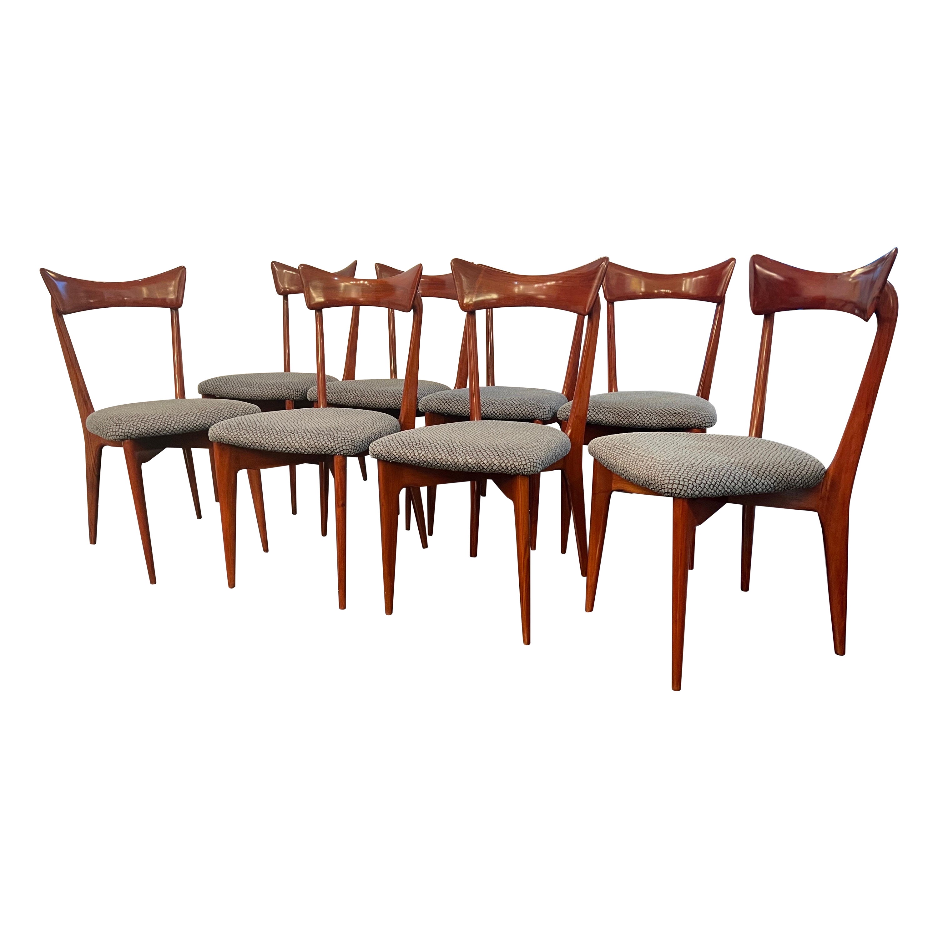 Rare Set of eight dining chairs by Ico & luisa Parisi  For Sale