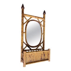 Aesthetical Movement Tiger Bamboo Wall Mirror W/ Organizing