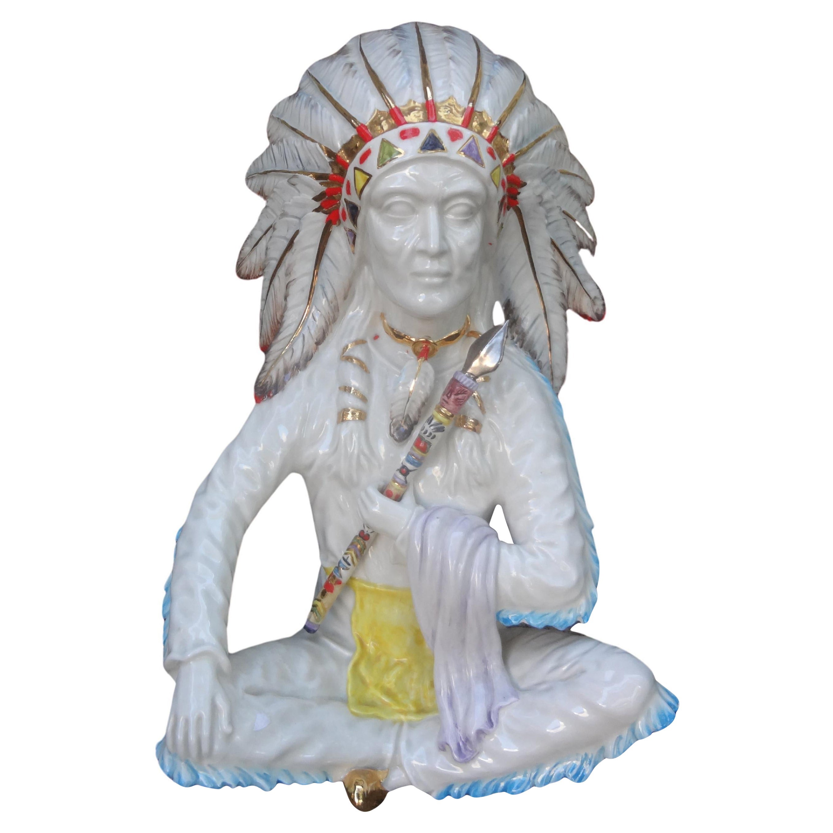 Italian Hollywood Regency Ceramic Indian Chief