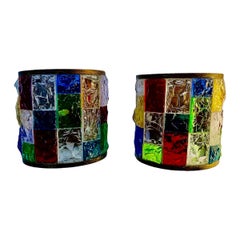Vintage Poliarte by longobard wall lighting glass murano Pair  , Italy 1990